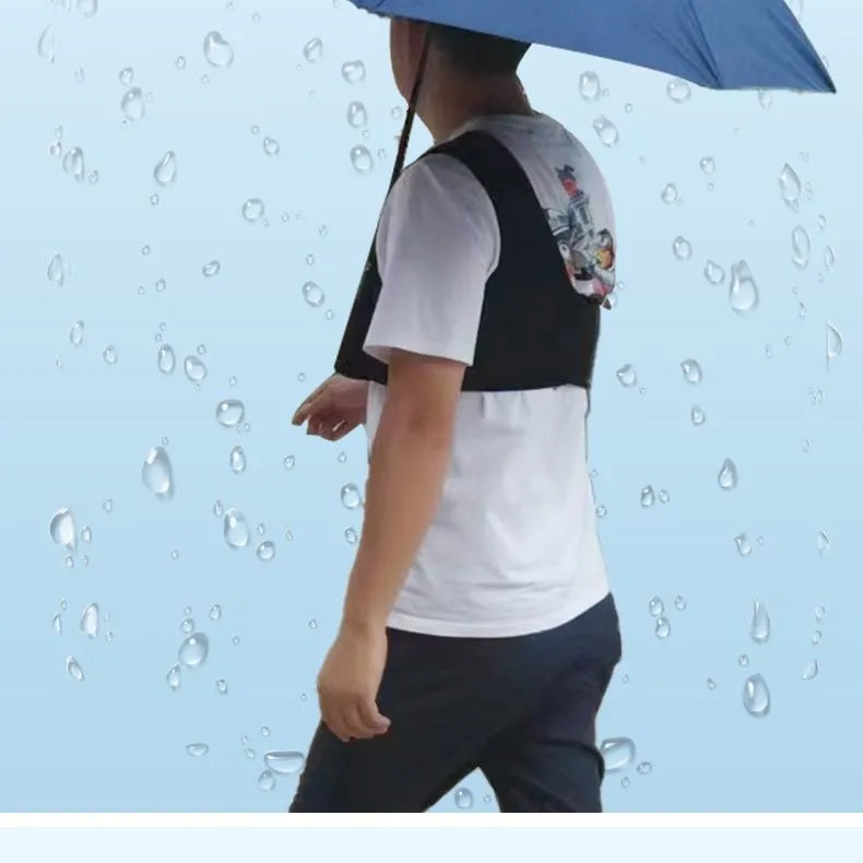Portable black umbrella holder with shoulder strap showing diving cloth construction and simple design