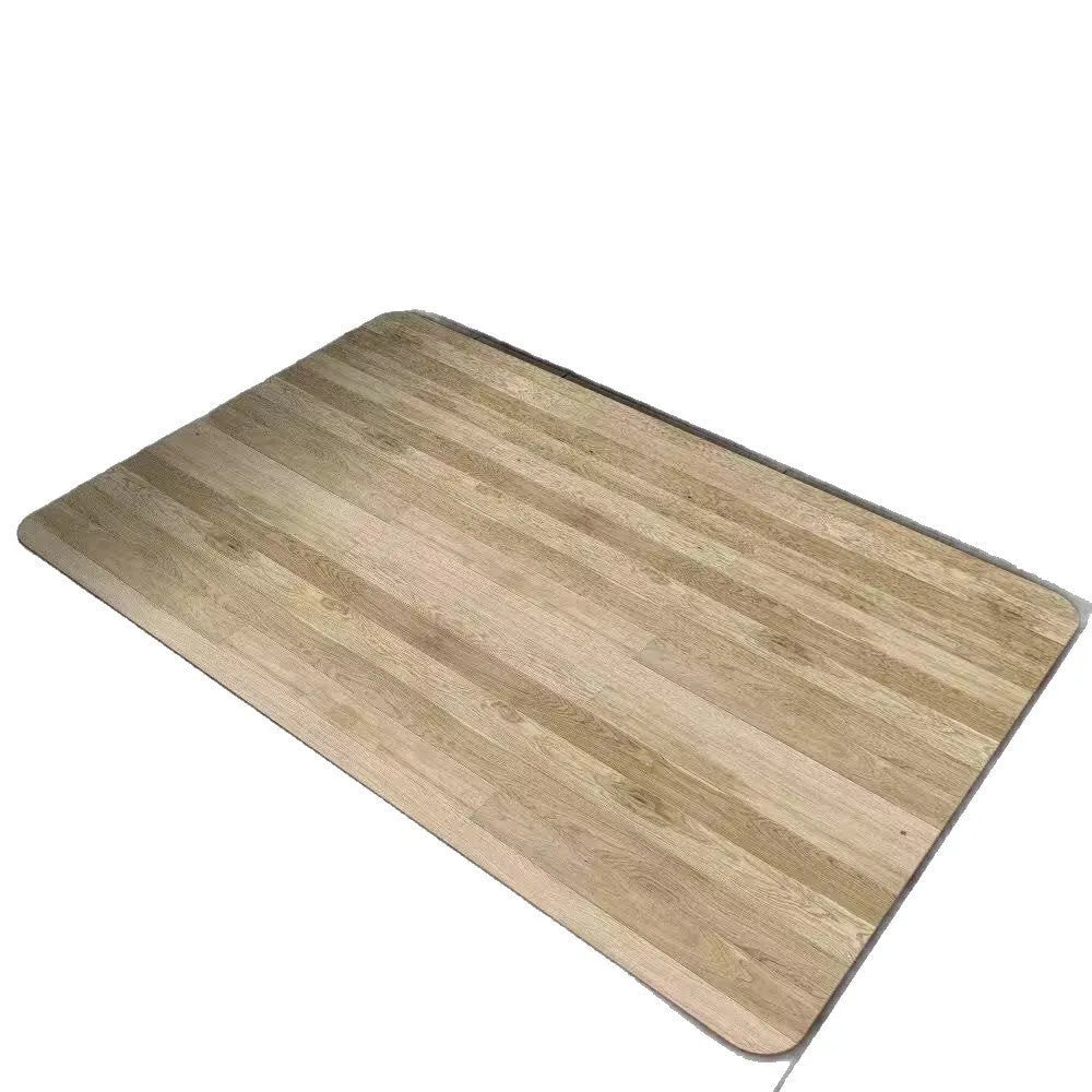 Square diatom ooze bathroom floor mat with wood grain geometric pattern on a tiled floor.