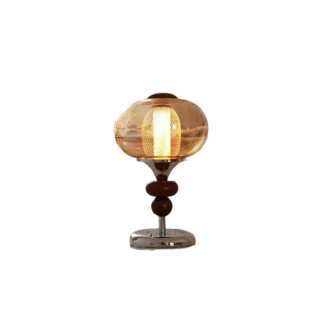 Solid wood retro palace table lamp with touch controls for dimming and colour-changing functions