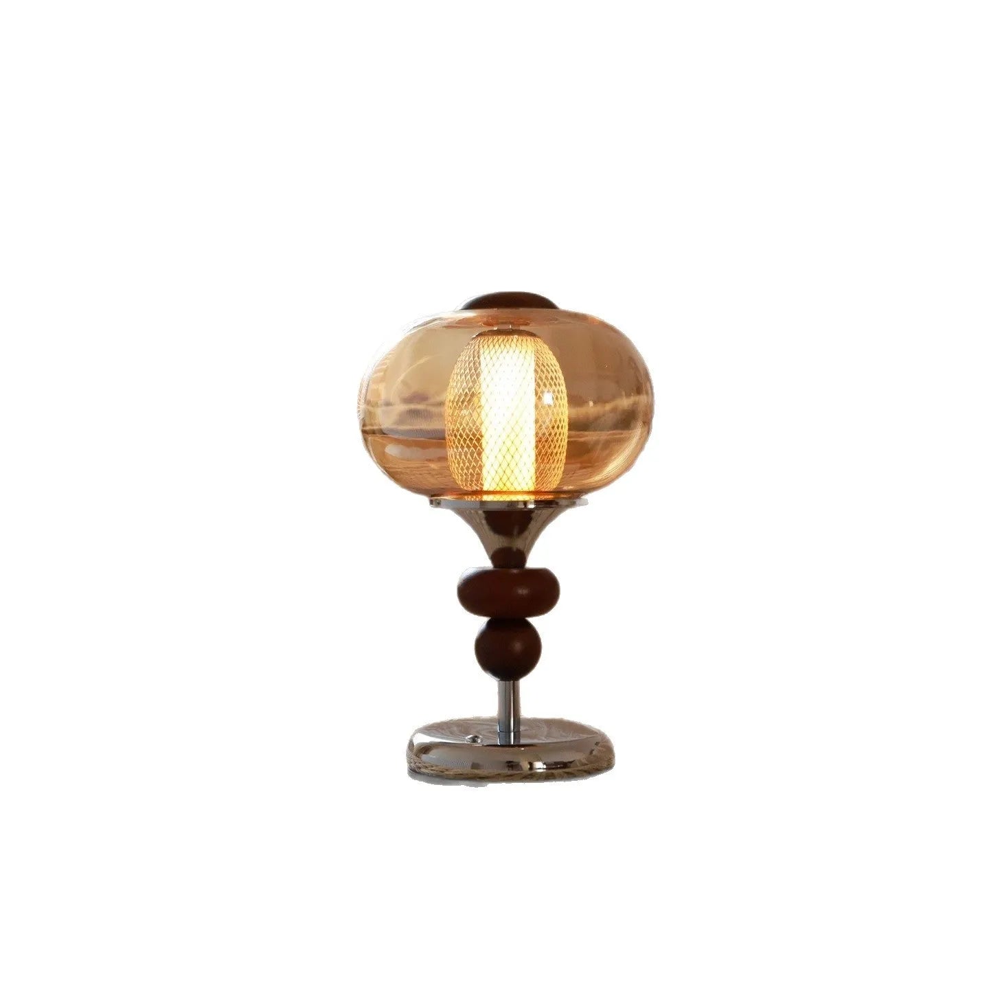 Solid wood retro palace table lamp with touch controls for dimming and colour-changing functions