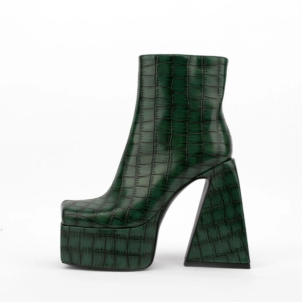 Women's artificial PU ankle boots with a super high heel, shown in a solid colour.