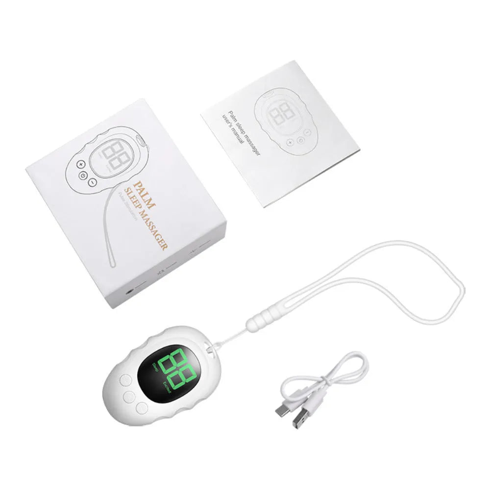 Silicone sleep aid hand grip device in choice of white, black, or green colour.