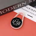 LED luminous digital watch with plastic strap in selected colour, showing number display on plastic mirror.