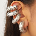 Gold and silver geometric clip-on earrings for women without pierced ears