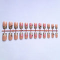 Leopard print French manicure nail art stickers with rhinestone pearls and metallic five-pointed star accessories