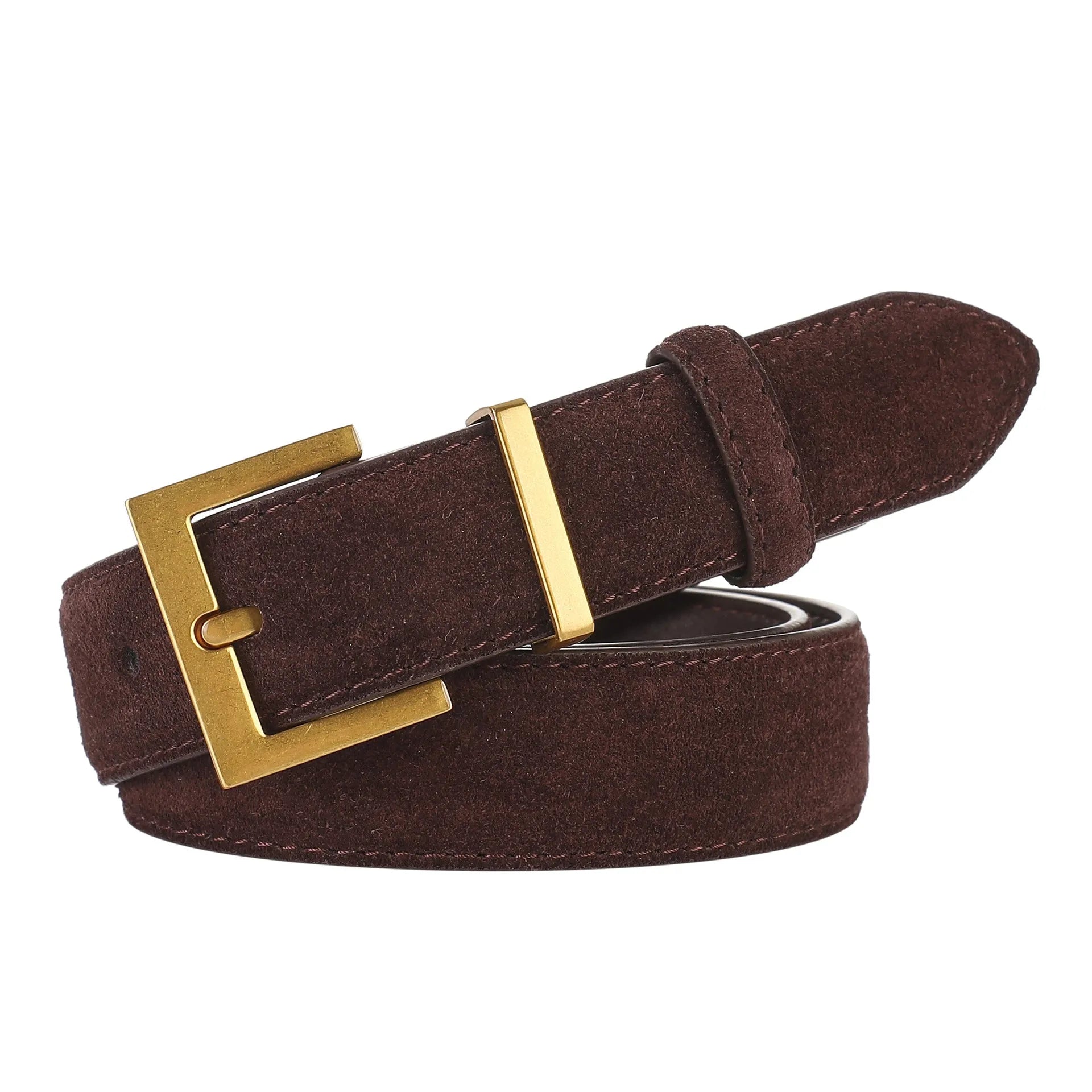 Ladies' black genuine leather belt with a silver quadrilateral pin buckle on a 100cm length.