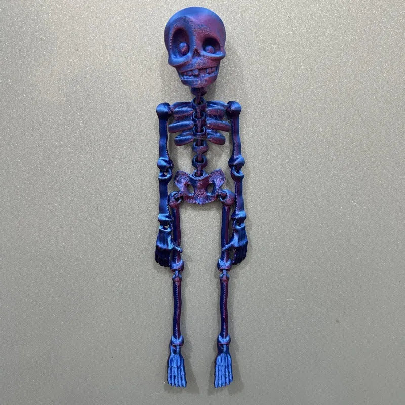 3D printed skull refrigerator magnet showing dimensional details and 18cm height proportions