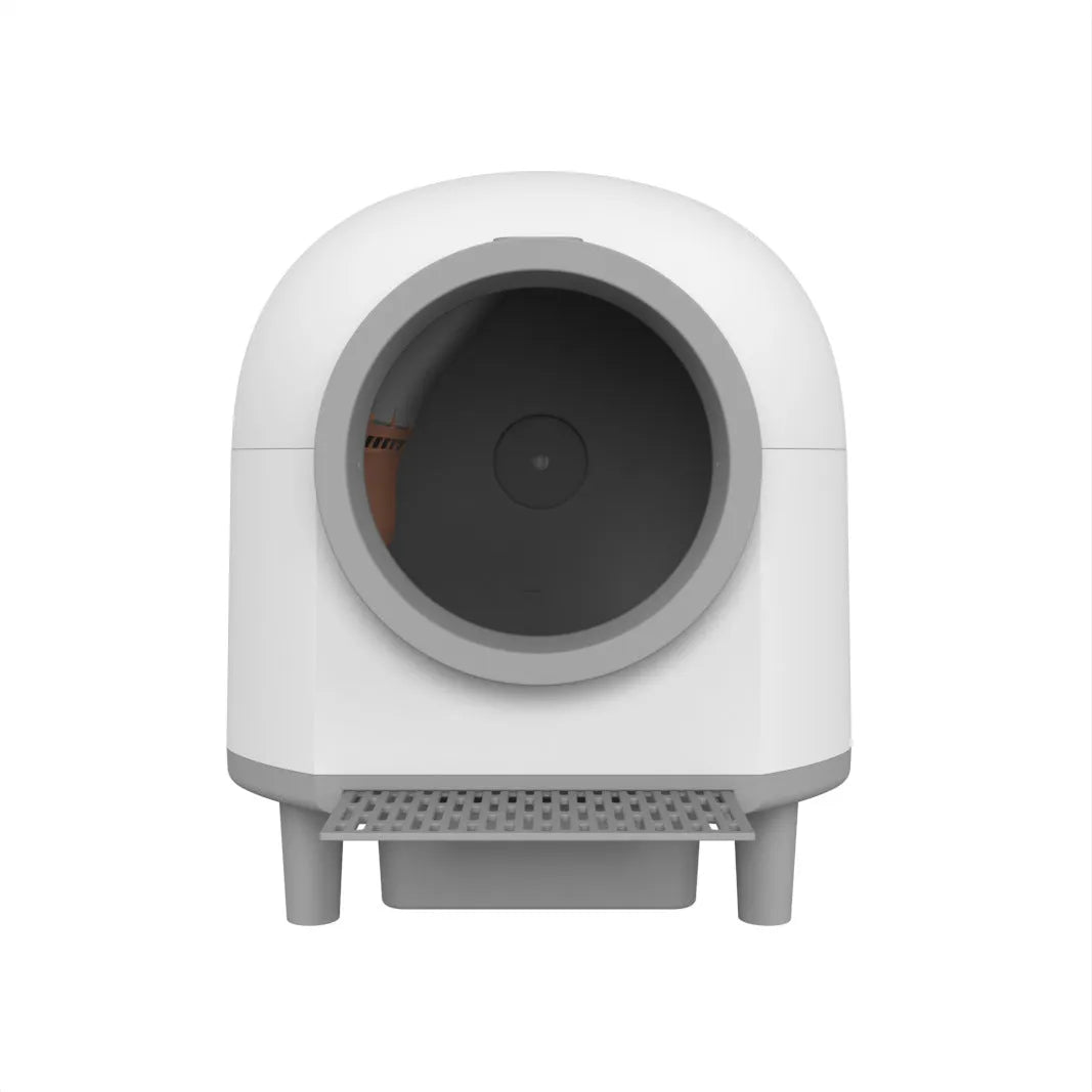 White automatic enclosed cat litter box with dimensions 556x512x590mm for cats up to 10kg