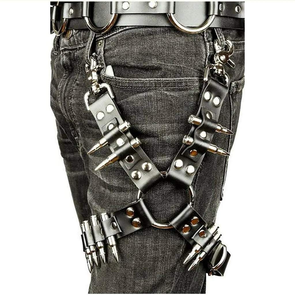 Black women's leggings with PU leather ankle accessories and leather detailing