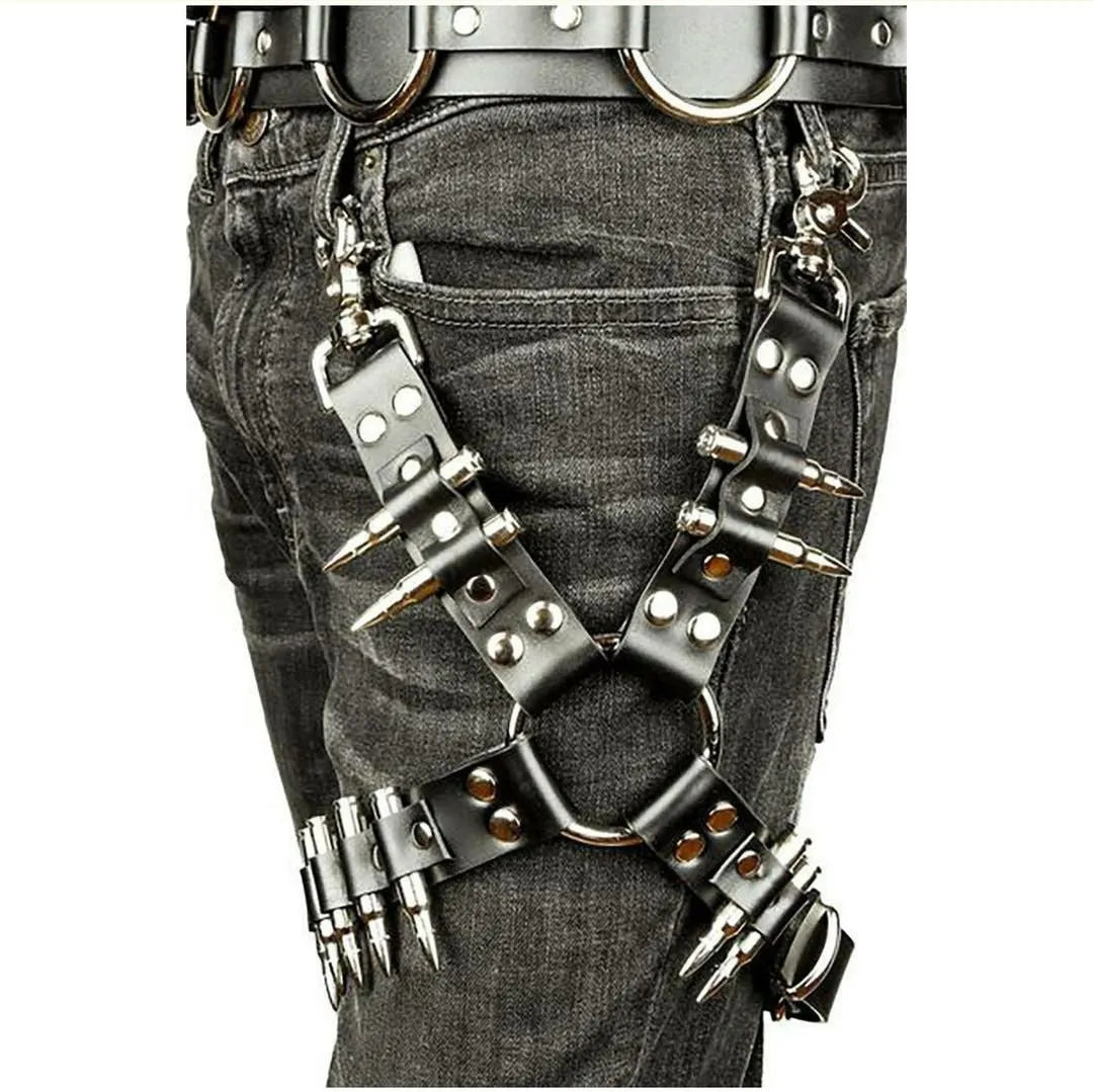 Black women's leggings with PU leather ankle accessories and leather detailing