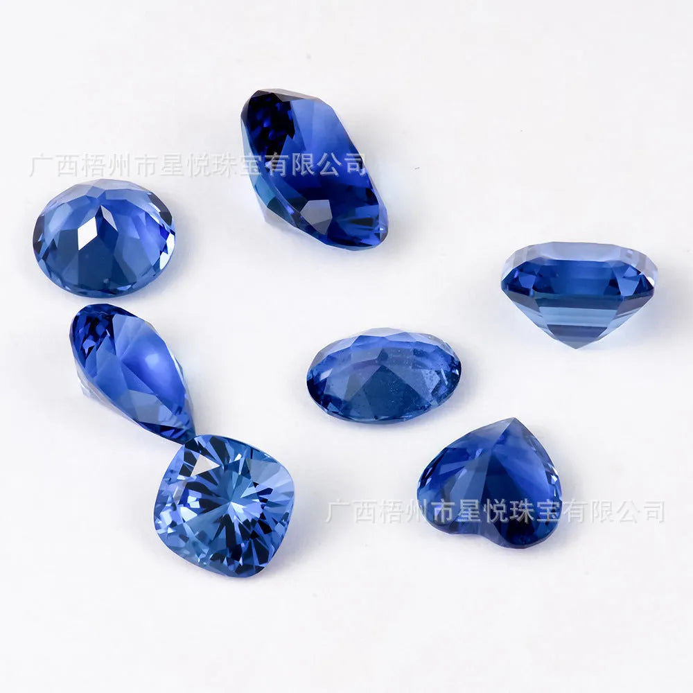 Royal blue love shaped tiara gemstone in multiple shapes and carat weights for jewellery making