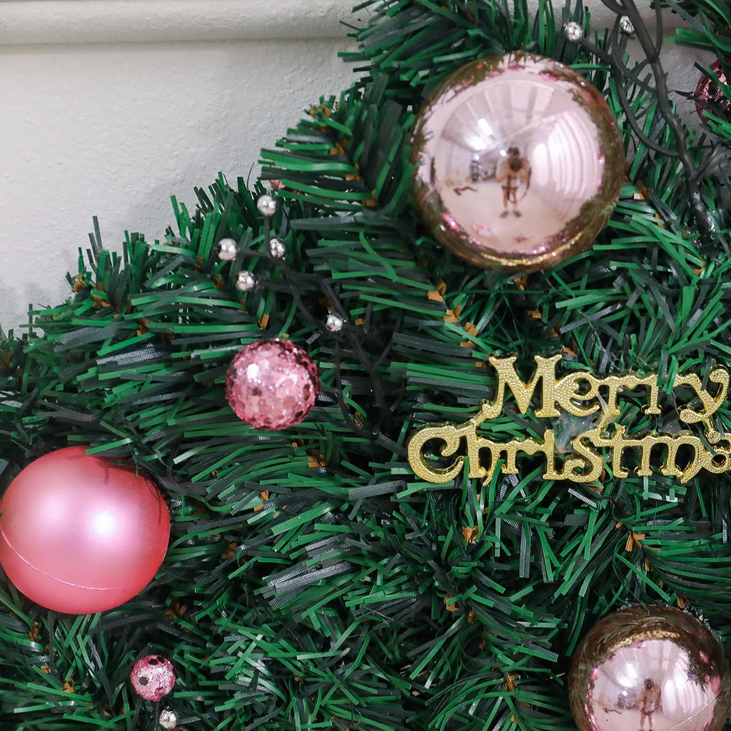 2.7 metre pink Christmas rattan decoration with 240 warm lights in Korean style