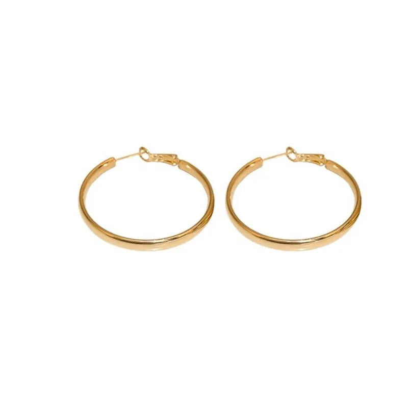 40mm circular copper hoop earrings with electroplated gold and silver colour finishes