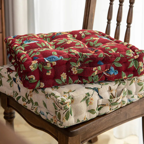 American dining chair cushion 40x40cm with thick PP cotton filler in floral apricot pattern