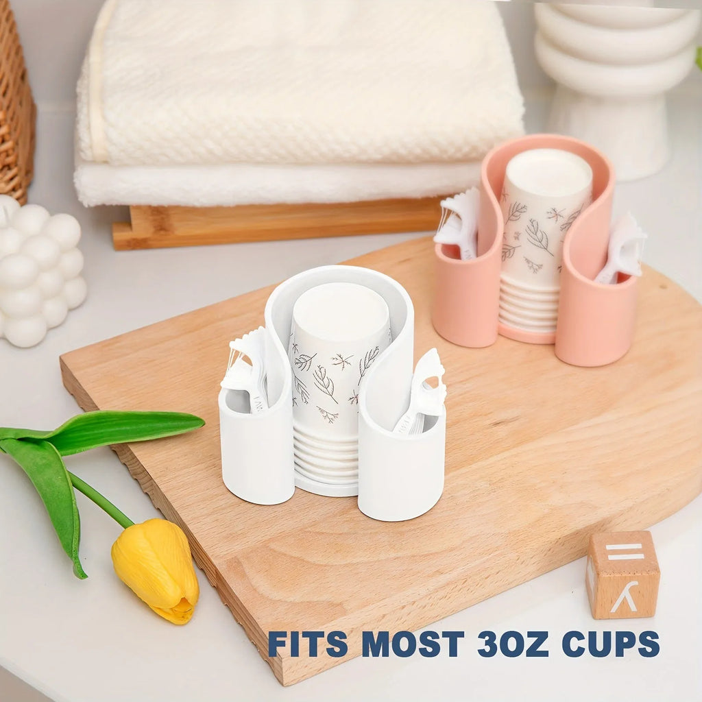 Modern dental floss storage box in plastic with solid colour finish available in pink, white, blue, and black