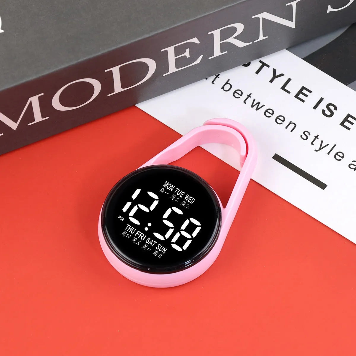 LED digital electronic watch with luminous display in multiple colour options on plastic strap