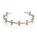 Stainless steel C-shaped texture beads with rivet design in gold, steel, and steel gold finishes