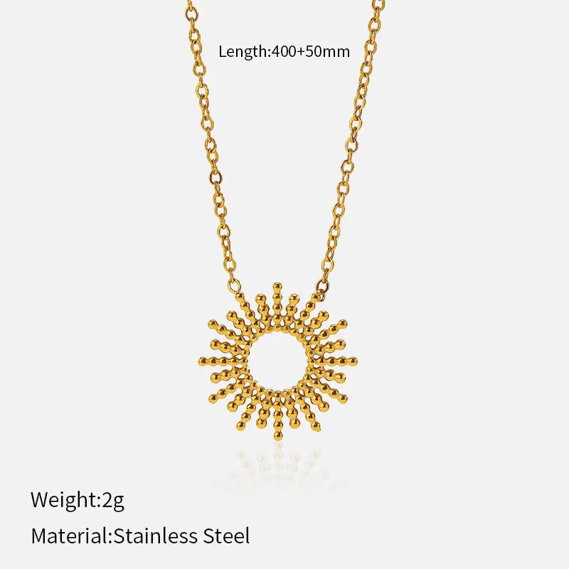 SUNFLOWER Series 14K gold-plated geometric chain necklace and bracelet set for women