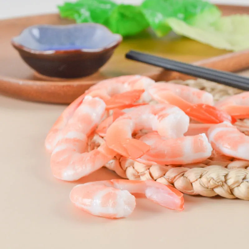 PVC injection moulded shrimp keychain with detailed seafood simulation design and modern simplistic style