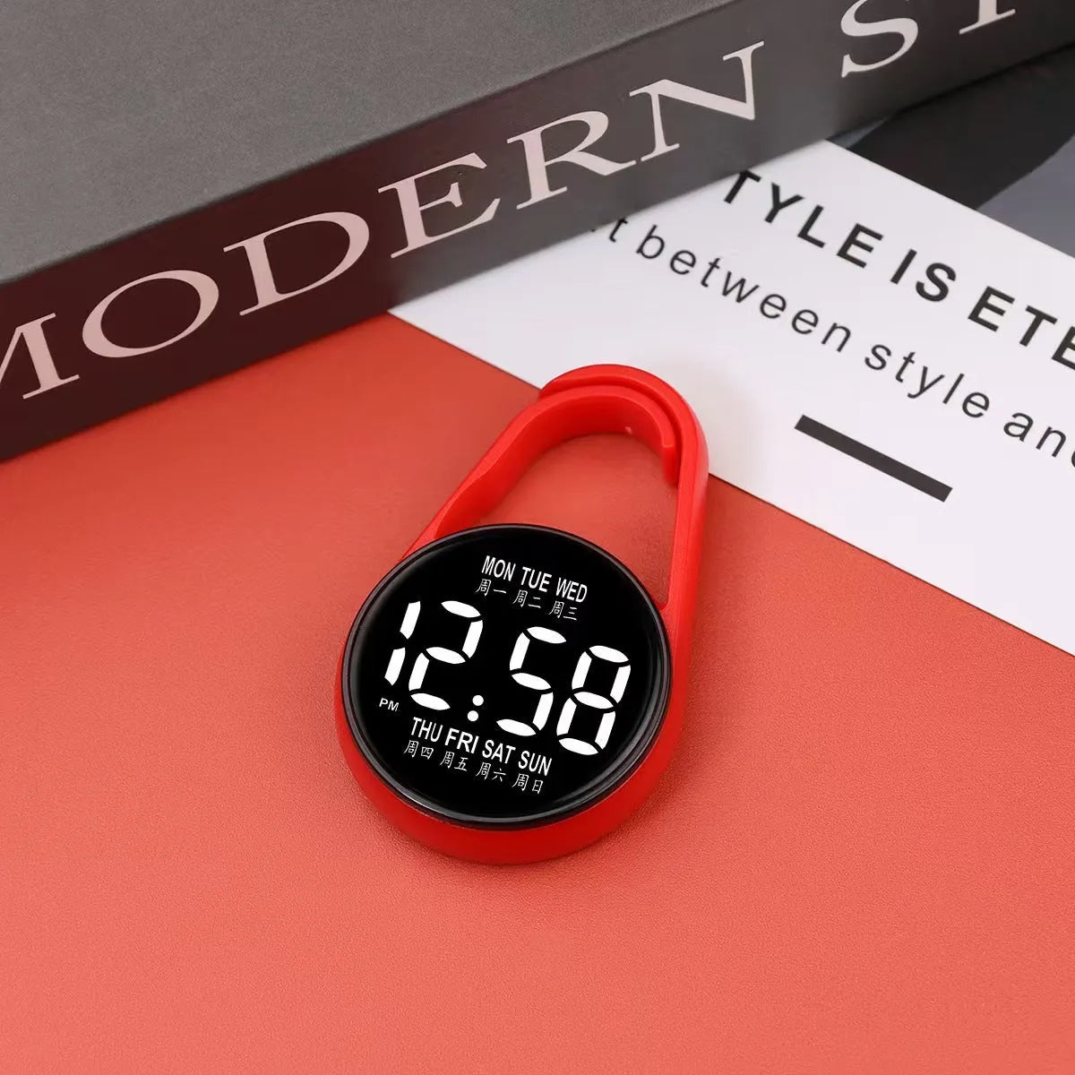 LED digital electronic watch with luminous display in multiple colour options on plastic strap