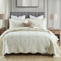 Double-thick pure cotton embroidered bedspread set with pillowcases for a 1.8 metre bed.
