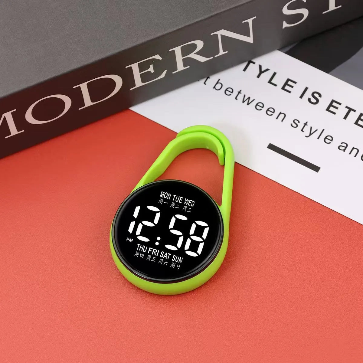 LED digital electronic watch with luminous display in multiple colour options on plastic strap