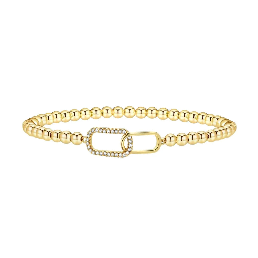 Women's adjustable stainless steel beaded bracelet in geometric design