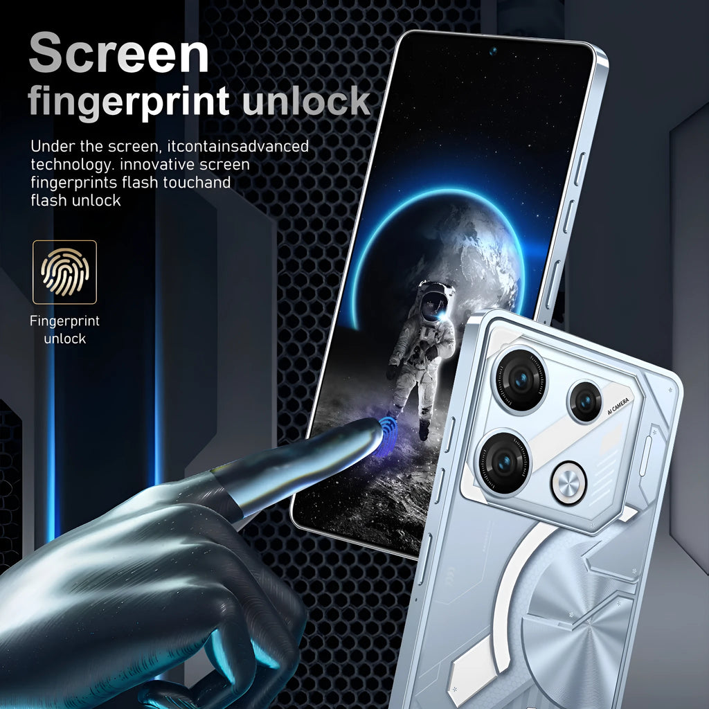 GT10 Pro Android phone with straight plate design in blue and silver colour options