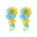 Handmade colourful beaded flower and leaf earrings in exaggerated European American dopamine style