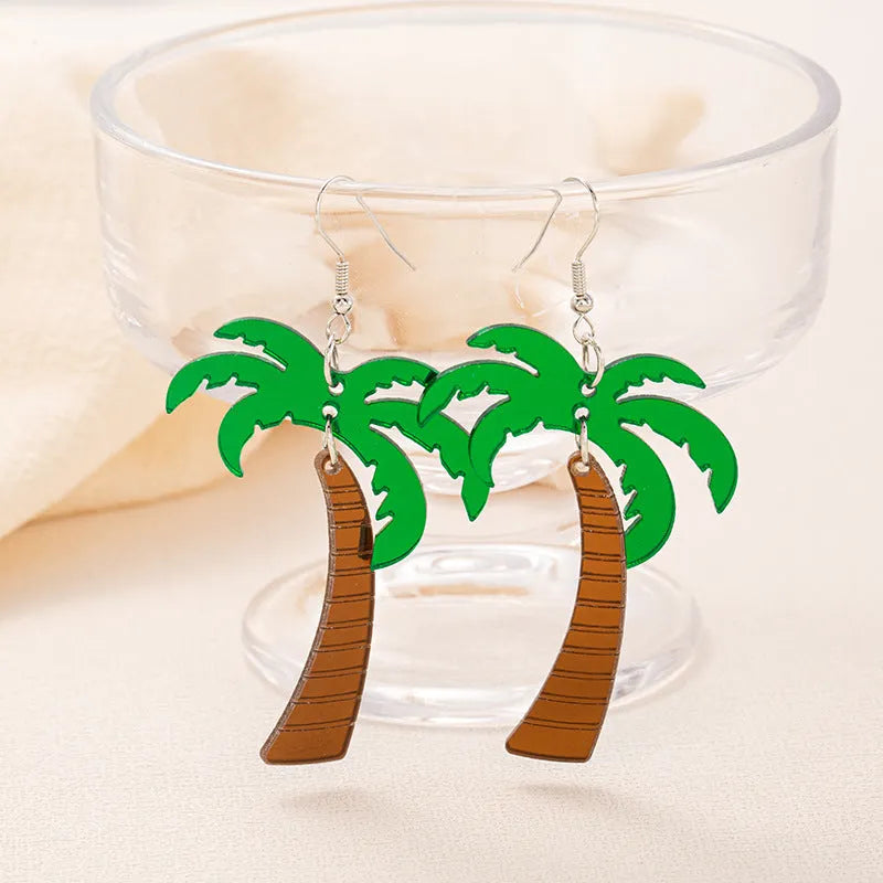 Coconut jackfruit drop-shaped acrylic earrings with alloy hook in tropical colour options