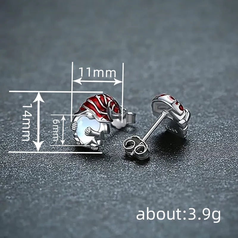 Women's heart-shaped earrings with Santa Claus design in white gold colour on copper with electroplating