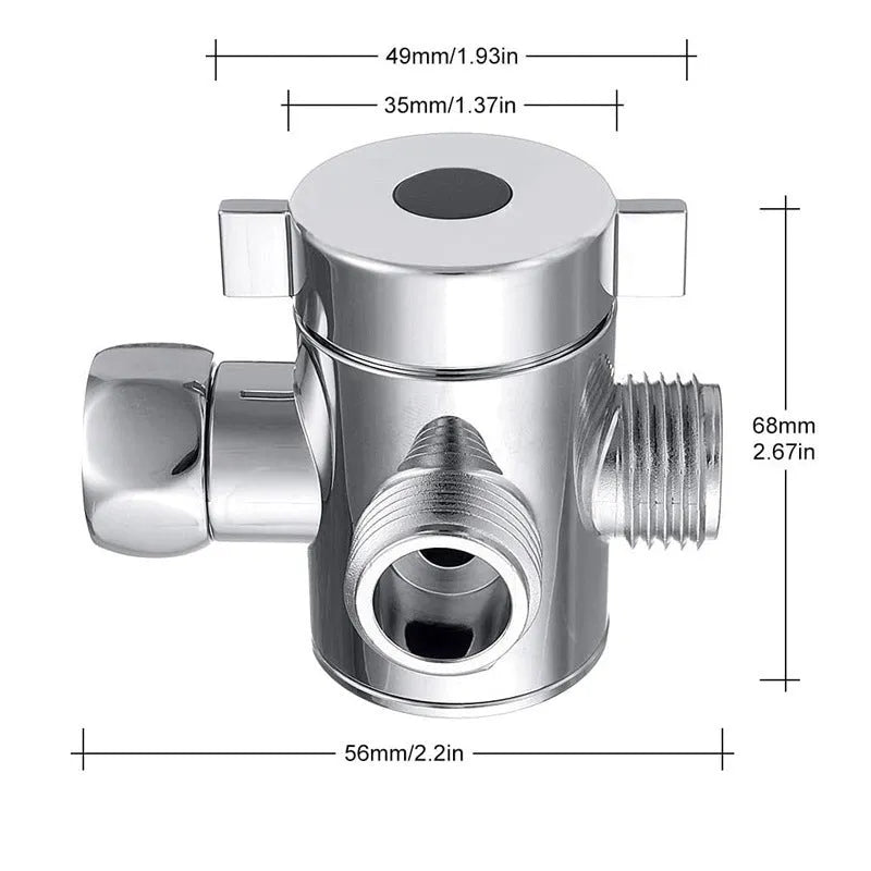 Copper water distributor for shower system with American bracket ball joint.