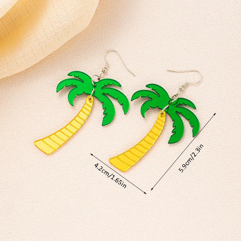 Coconut jackfruit drop-shaped acrylic earrings with alloy hook in tropical colour options