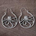 Vintage alloy octopus earrings with antique silver finish and animal zodiac modelling
