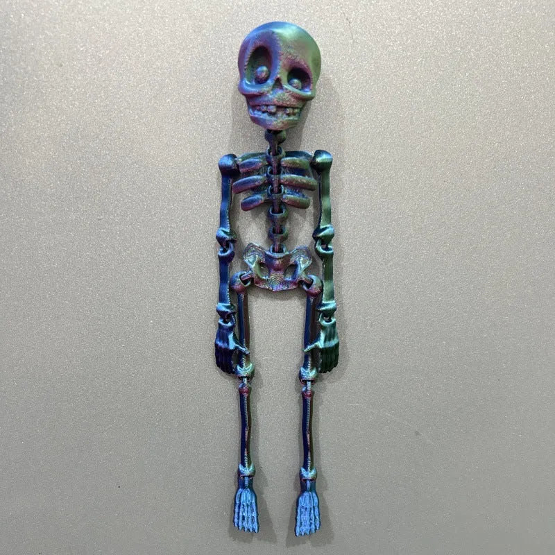 3D printed skull refrigerator magnet showing dimensional details and 18cm height proportions