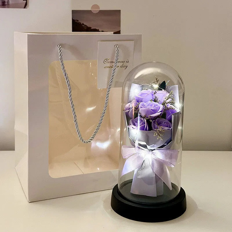 Bionic bouquet artificial flower arrangement in gradient colours with forming process construction