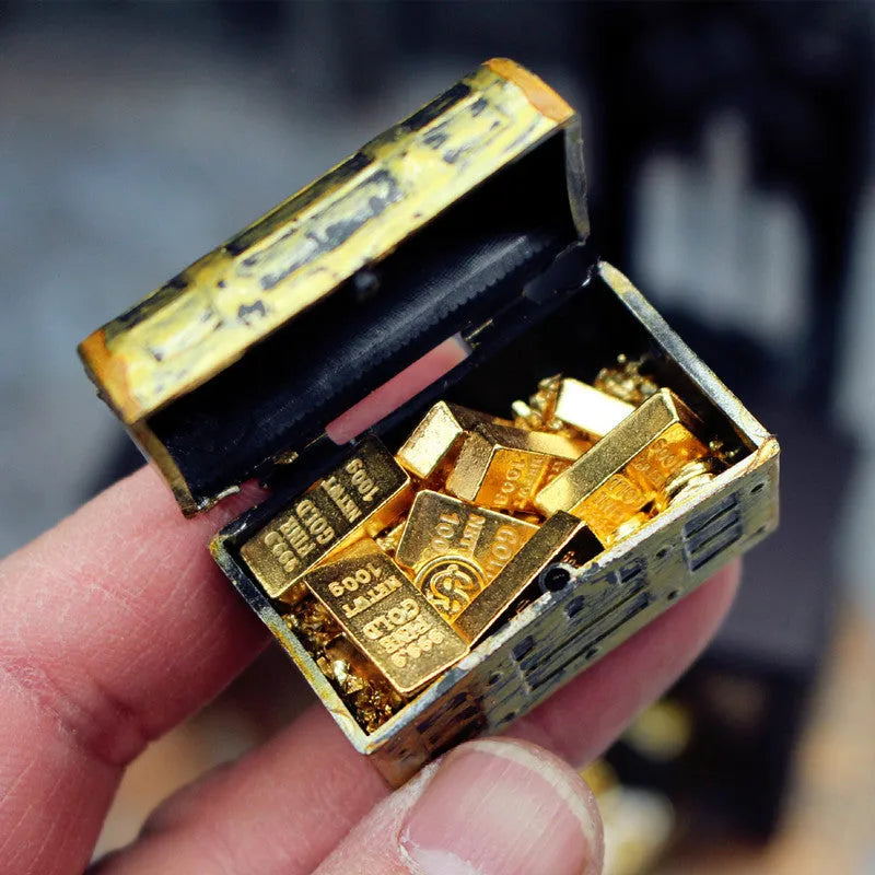 Alloy gold coin and gold bar treasure box miniature dollhouse accessory ornament