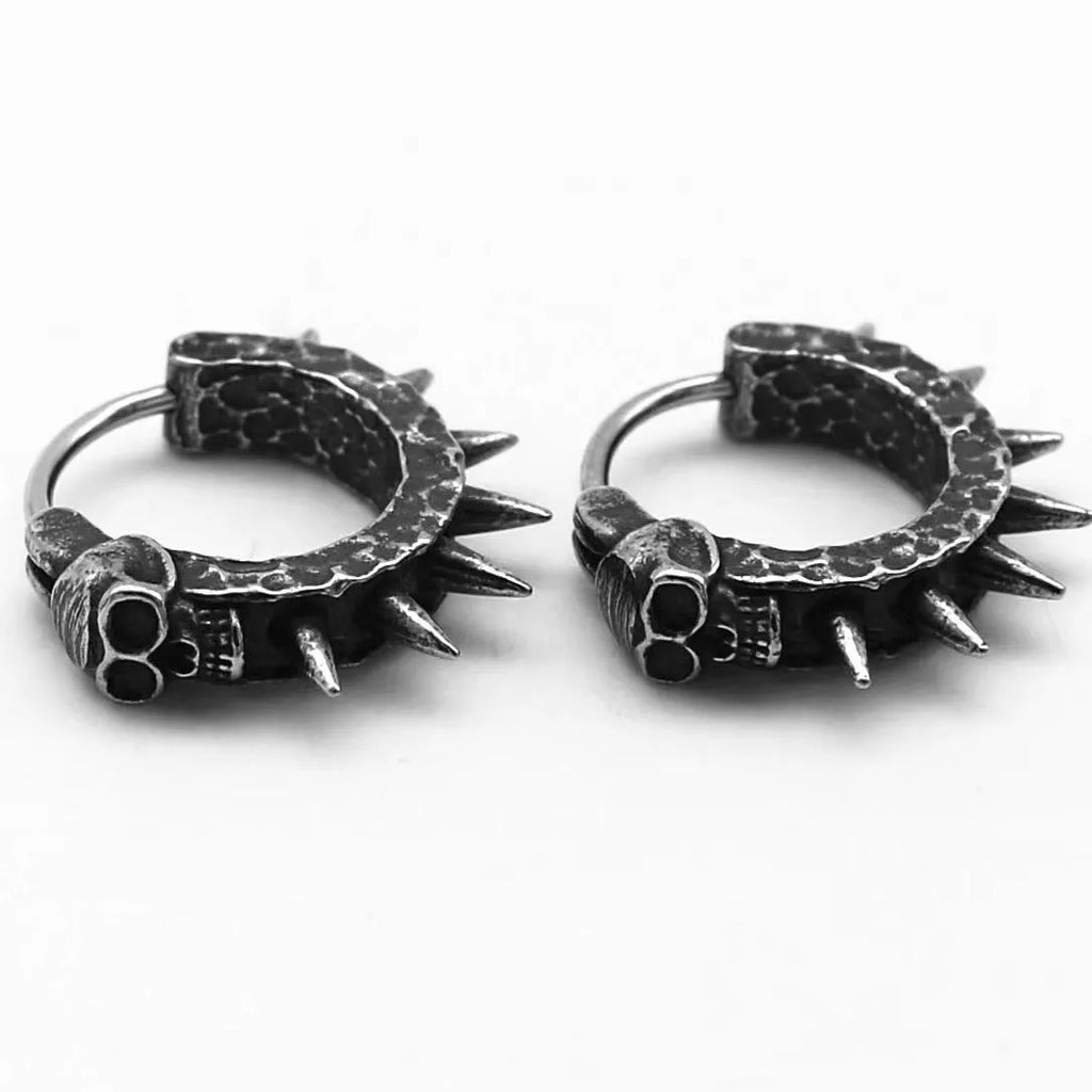 Black geometric alloy punk earrings with motorcycle-inspired design
