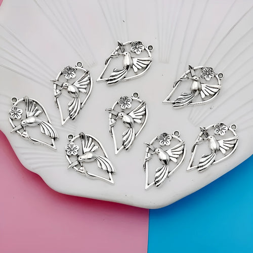 Alloy magpie pendant with electroplated finish for DIY jewellery projects