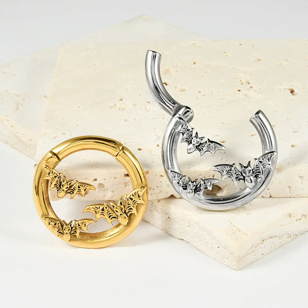 Stainless steel totem pattern fashion earrings with electroplated finish in one of fifteen colour variants