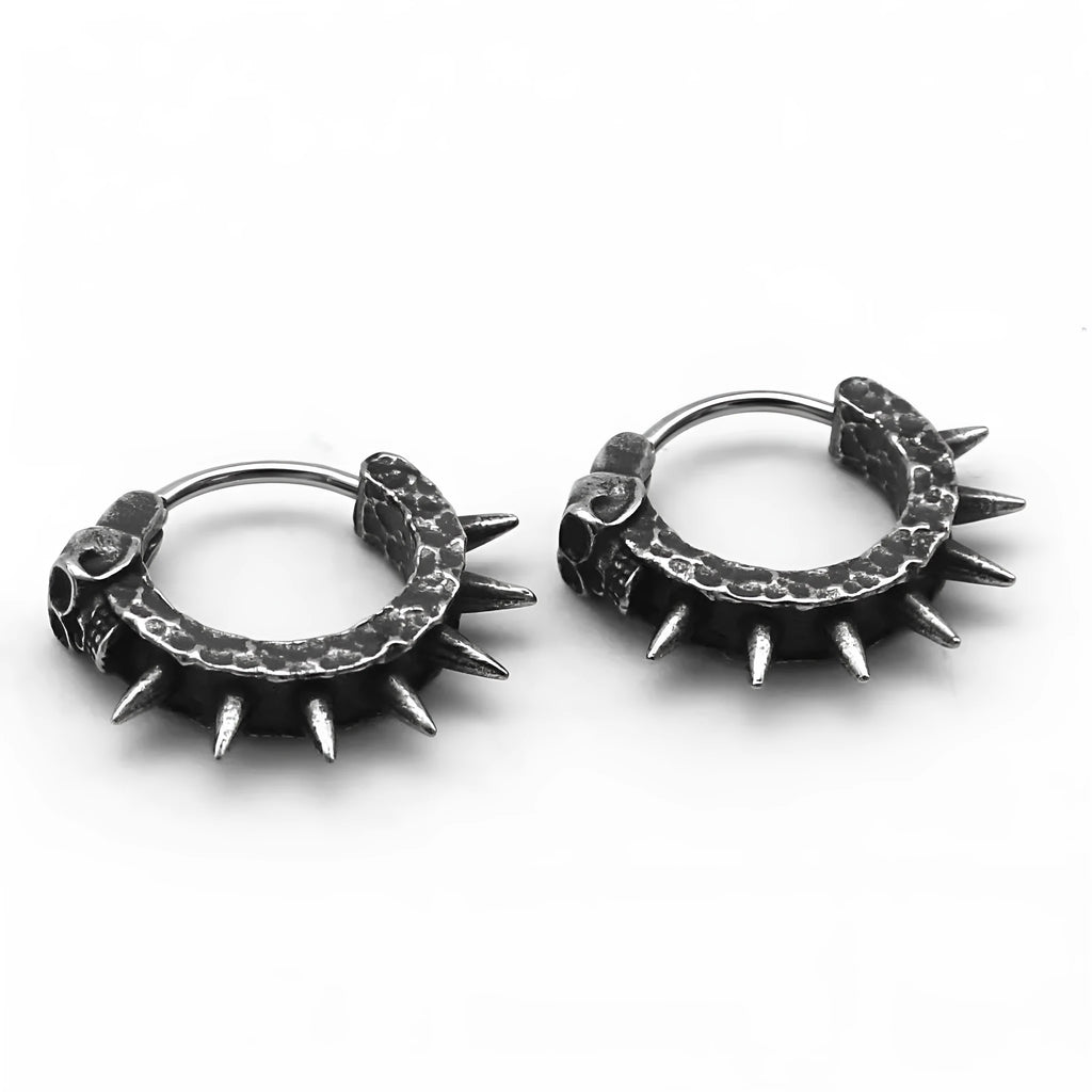Black geometric alloy punk earrings with motorcycle-inspired design