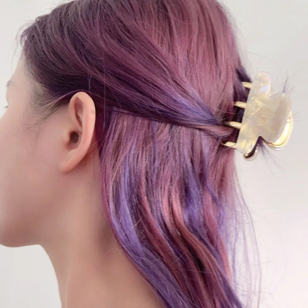 Women's dopamine retro acetate hair barrettes with metal grip in four colour options
