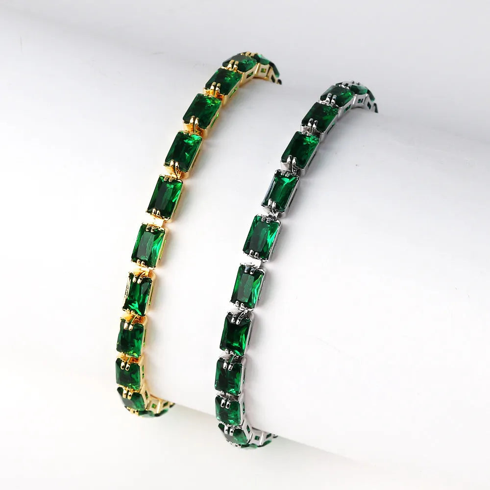 Women's zircon bracelet with electroplated gold or platinum finish and coloured gemstones