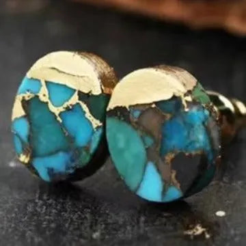 Handmade natural stone bohemian style stud earrings with irregular cut stones in ER1031 colour