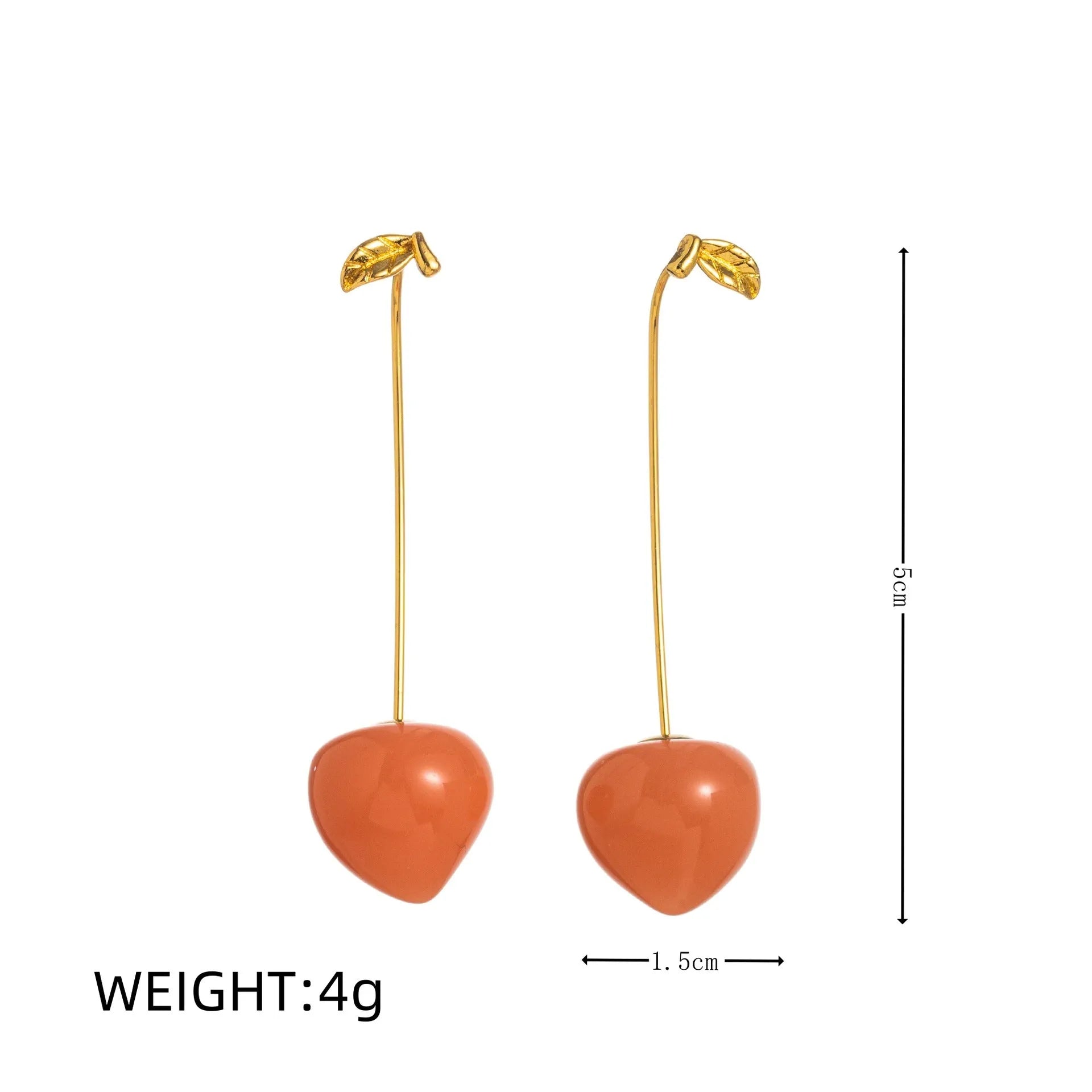 Copper electroplated earrings with detailed carrot, orange, blueberry, chilli, lemon, olive, and peach fruit vegetable designs.