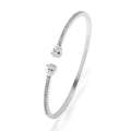 Copper bracelet with inlaid zircon stones in white or blue colour options