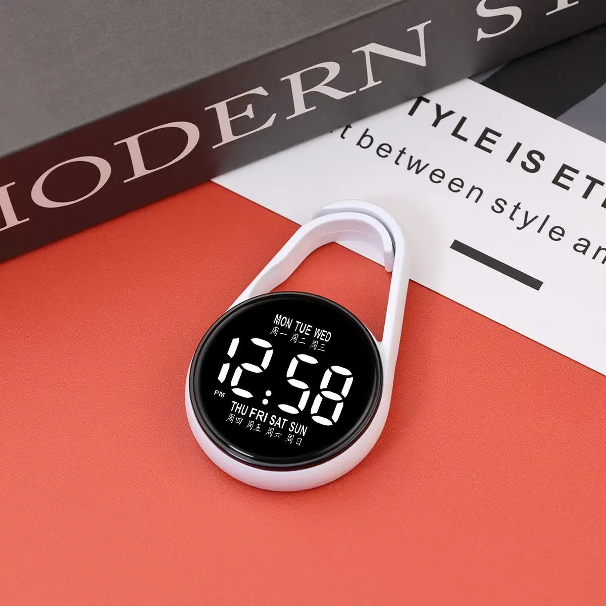 LED digital electronic watch with luminous display in multiple colour options on plastic strap