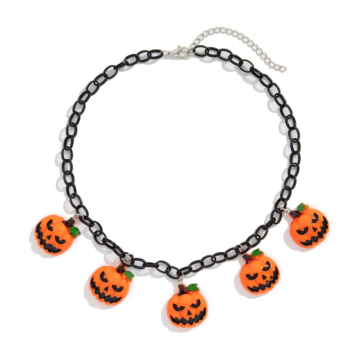 Halloween ghost pumpkin necklace with acrylic pendant in mixed colour 06705 and regular chain