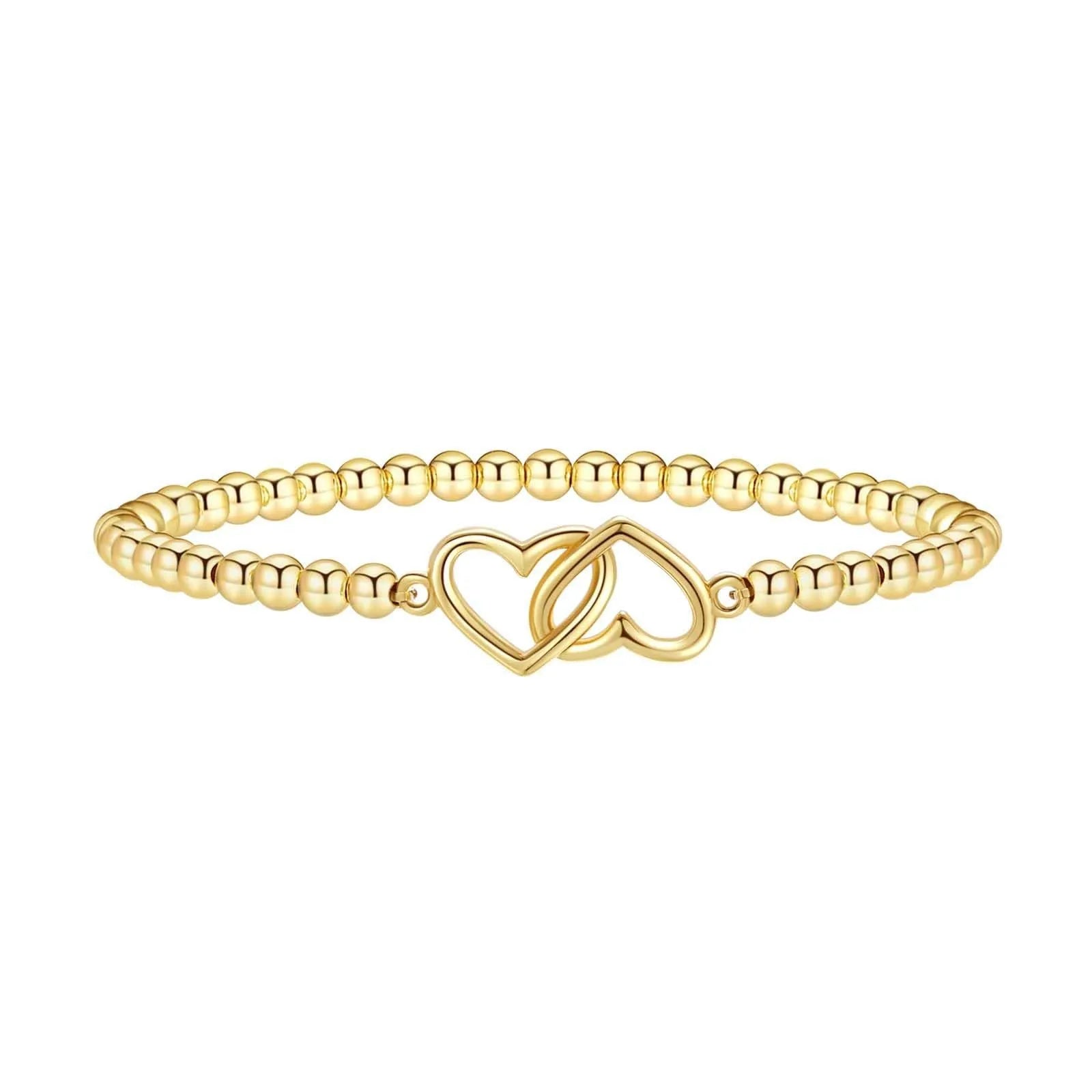 Women's adjustable stainless steel beaded bracelet in geometric design
