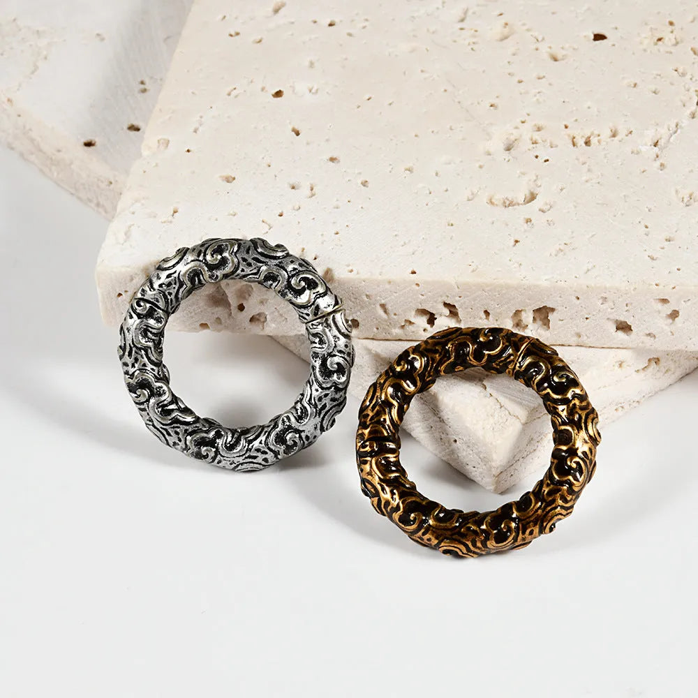 Stainless steel totem pattern fashion earrings with electroplated finish in one of fifteen colour variants